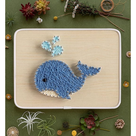 String Art DIY Kit - Whale. Wizardi Craft Kit F07-M12-3-DHBC28009