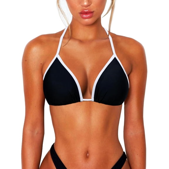 String Bikini Tops for Women Bathing Suit Swim Tops Sexy Triangle Bikini Top Black