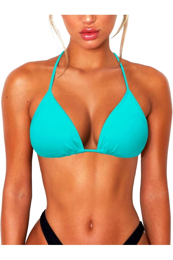 String Bikini Tops for Women Bathing Suit Swim Tops Sexy Triangle Bikini Top Black