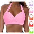 thumbnail image 1 of String Bikini Tops for Women Halter Neck Twist Front Bathing Suit Top Athletic Push Up Swim Tops No Bottom, 1 of 7