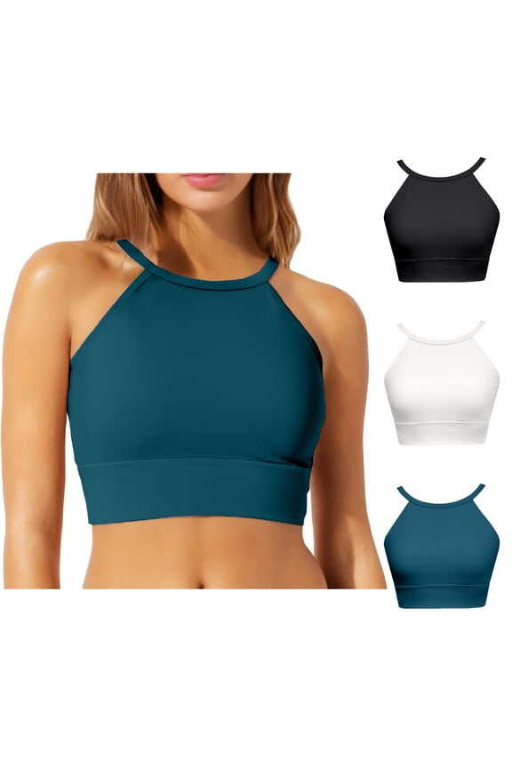 String Bikini Tops for Women Halter String Triangle Bathing Suit Top Minimalist Push Up Swim Tops No Bottom