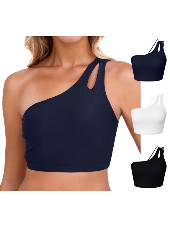 String Bikini Tops for Women One Shoulder Cut-Out Bathing Suit Top Minimalist Swimwear Swim Top Only
