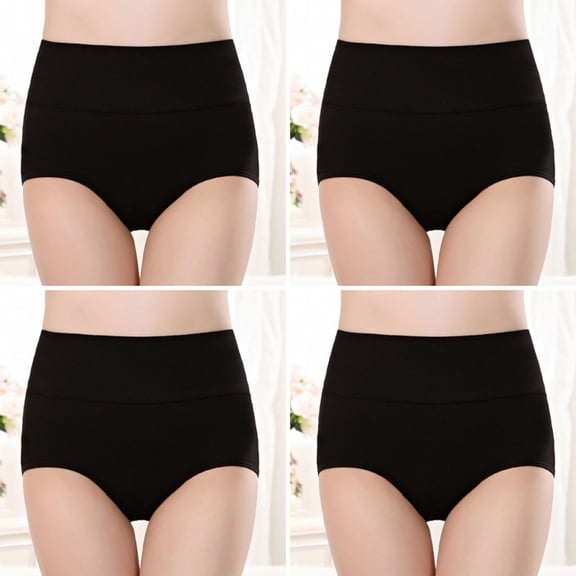 String Bikini Underwear for Women Women's High Waist Cotton Panties Soft Breathable Briefs Stretch Briefs Seamless Women's Panties Underwear for Women Briefs Black XXL