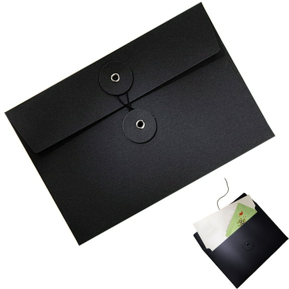 String Button Closure Kraft Paper File Envelopes, Reusable Thick Document Organizer Folders for Office Home Receipt Letter Paper Storage