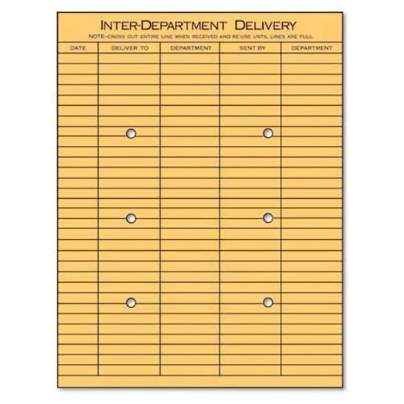 String & Button Interoffice Envelopes, Kraft - 10 x 13 in. - 100 per Box