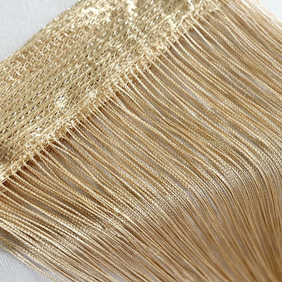 String Curtain for Door and Window, Brown Net Fringe Divider – Cut-to-Size Fly Screen Panel for Patio, Balcony, and Room Separation (50x200cm)