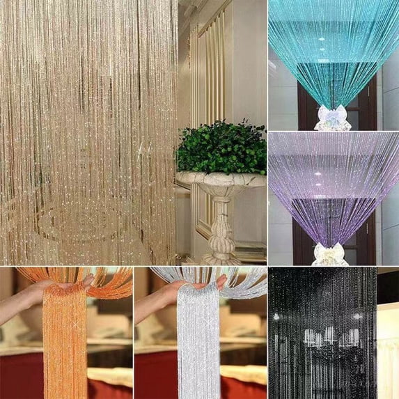 String Door Curtain Elegant Room Divider Wedding Props Home Decor Tinsel Fringe Curtain Backdrop Hanging Beads Partition