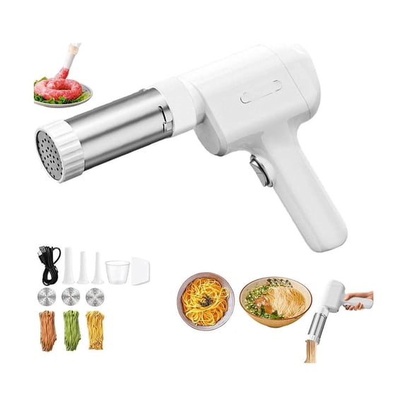 String Hopper Maker Electric,2025 NEW Idiyappam Maker Electric,Portable Household Handheld 5-in-1 Cordless Pasta Maker Machine,with 3/5 Interchangeable Molds,for Making Spaghetti Linguine,Sausage