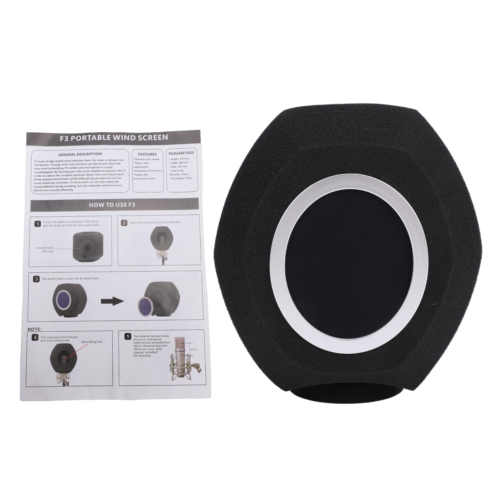 String Instrument Portable Windscreen Foam Cover Professional Studio Acoustic Pop Filter Mic Noise Reduction for Condenser Dynamic Microphones Recording Studio