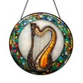 thumbnail image 1 of String Instrument Stained Glass Style Suncatcher – Round Window Hanging, 1 of 4