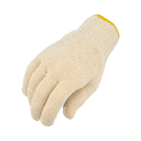 String Knit Cotton Ambidextrous Safety Work Gloves, Reusable and Washable, White, Size: Men