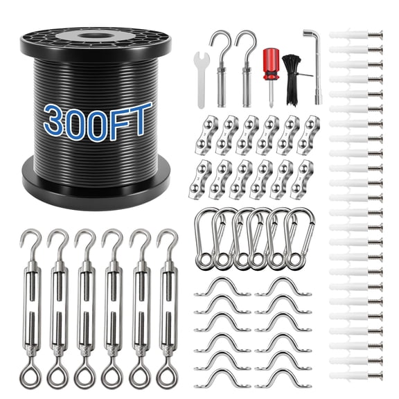 String Light Hanging Kit 300 Ft Nylon-coated Stainless Steel Wire Rope Outdoor Decor