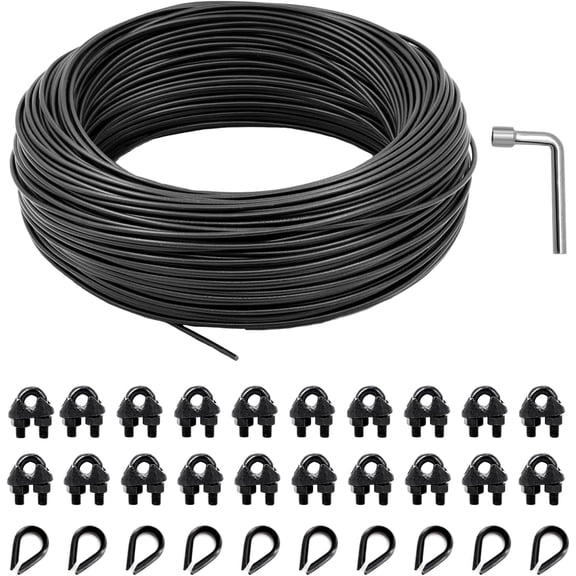 String Light Hanging Kit Black 3/16 In. X 100 FT. Outdoor Patio Camping Use
