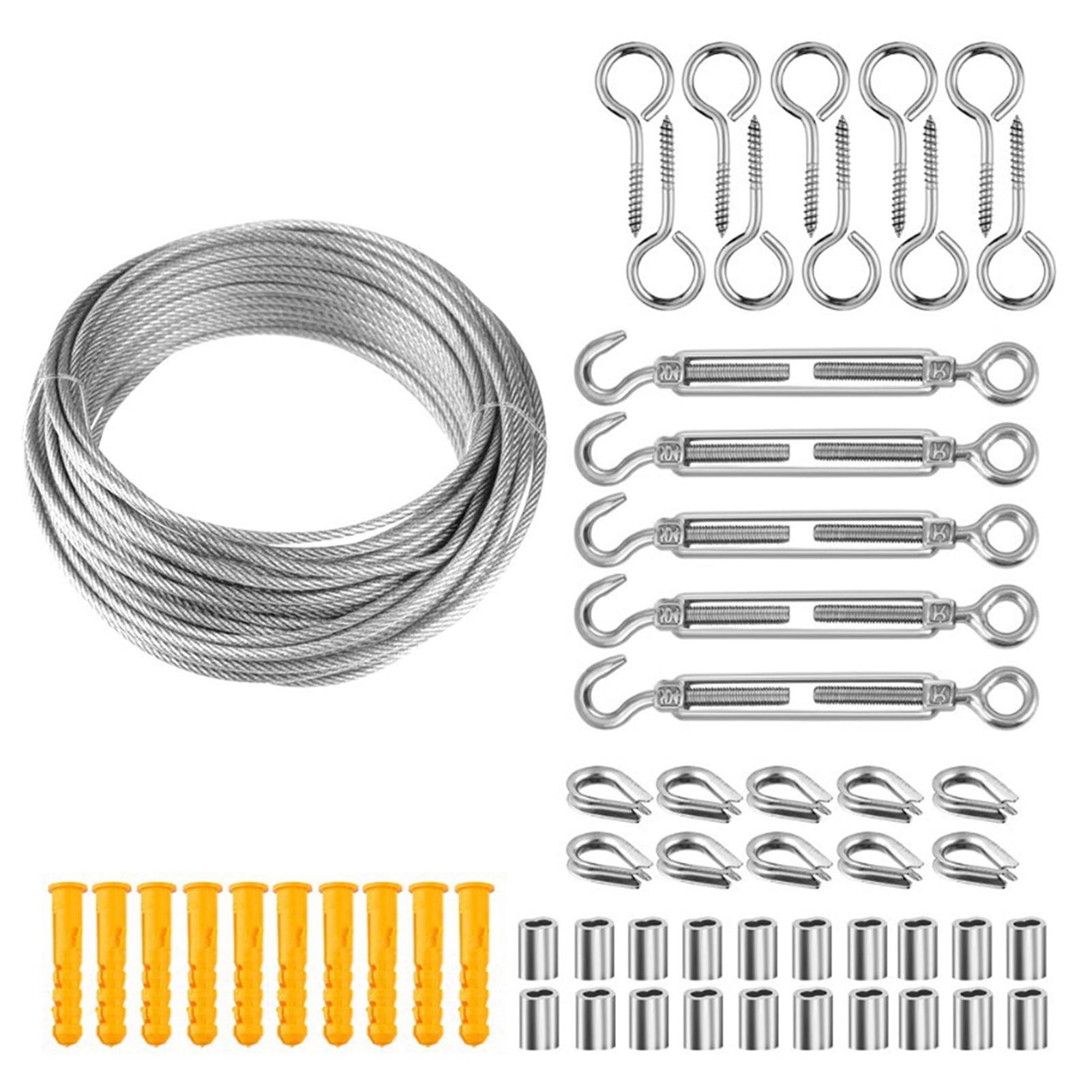 String Light Hanging Kit Stainless Steel Steel Wire Rope Heavy Duty String Lights Suspension Tool for Garden Indoors