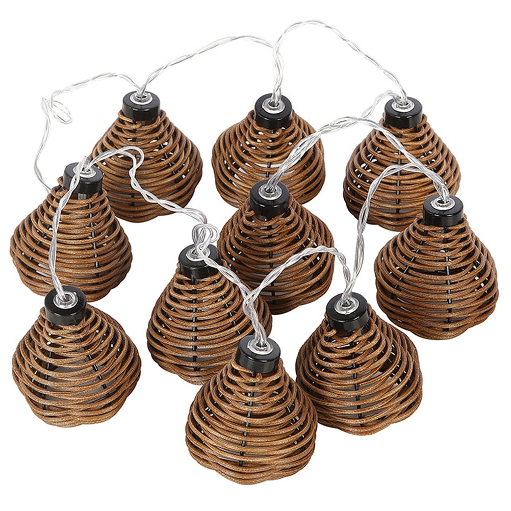 String Light Imitation Rattan Ball Decorative Light Indoor And Outdoor ...