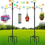 2 Pack Shepherds Hooks for Outdoor, Thickened 92" Bird Feeder Pole with 5 Prongs Base, Adjustable Shepherds Hook for Bird Feeder, Hanging Plant, Hummingbird Feeder, Wedding Decor