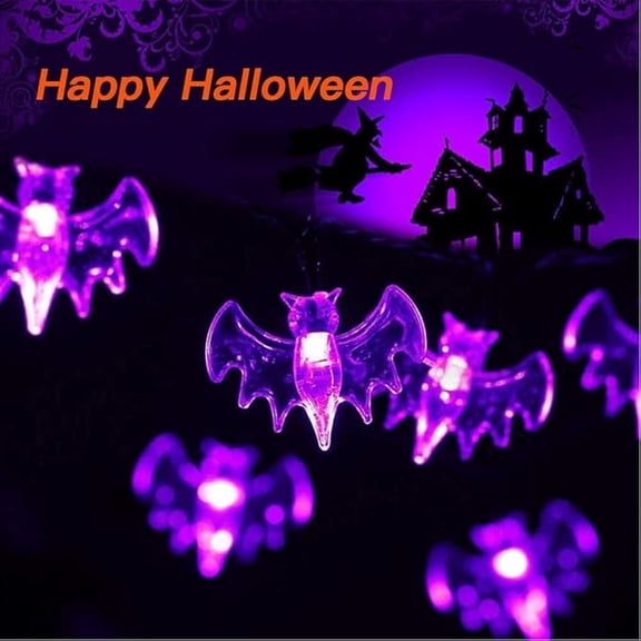 String Lights 19.6Ft 40 LEDs Battery Operated Outdoor Decorations Bat Lights for Halloween Party Decor