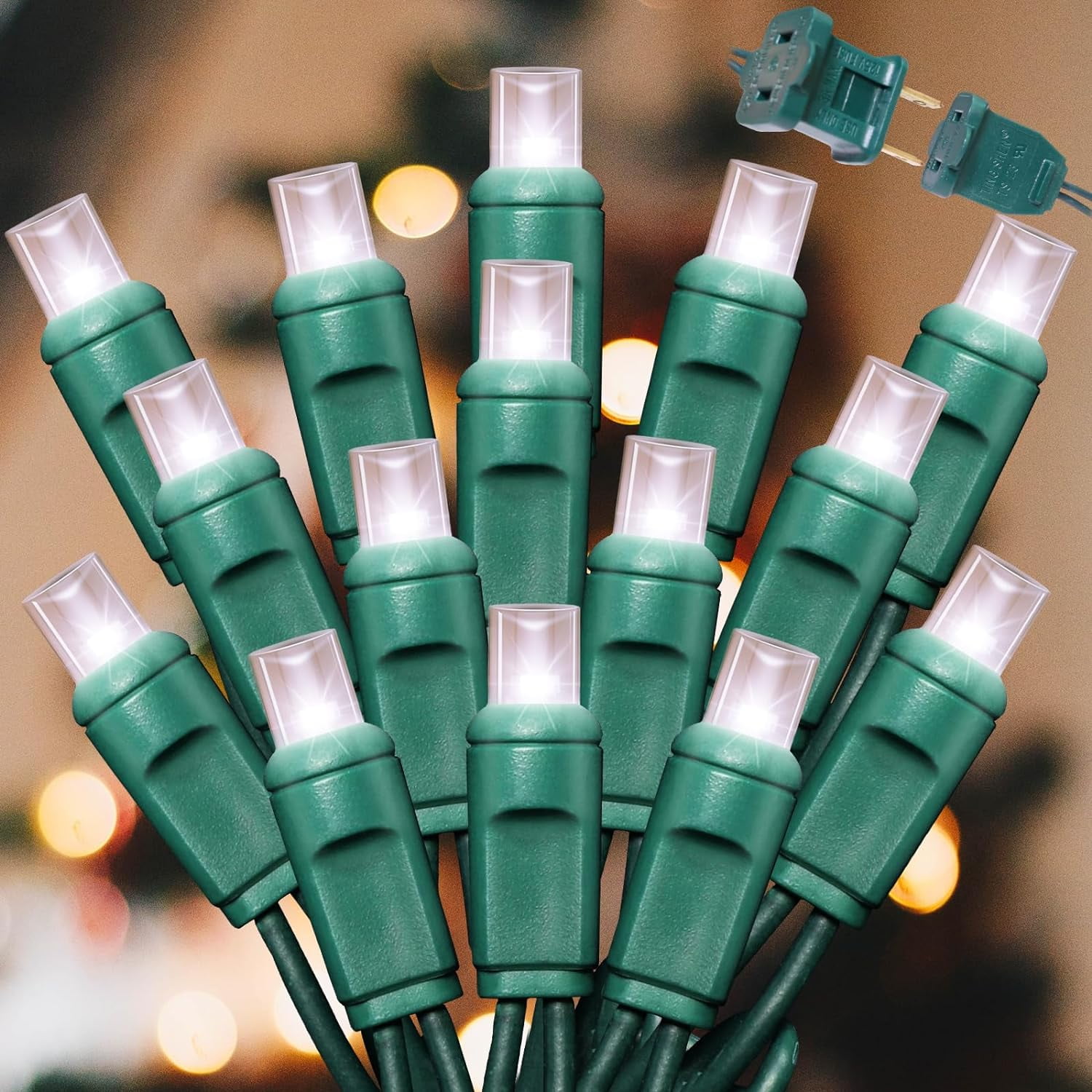 String Lights 25FT 50LED Commercial Grade Christmas Lights with 6