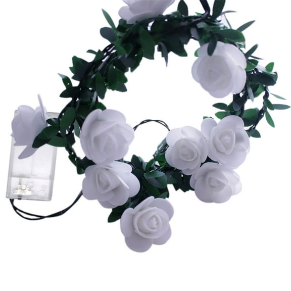 String Lights Battery Operated Indoor with LED Light White Roses with Warm Light