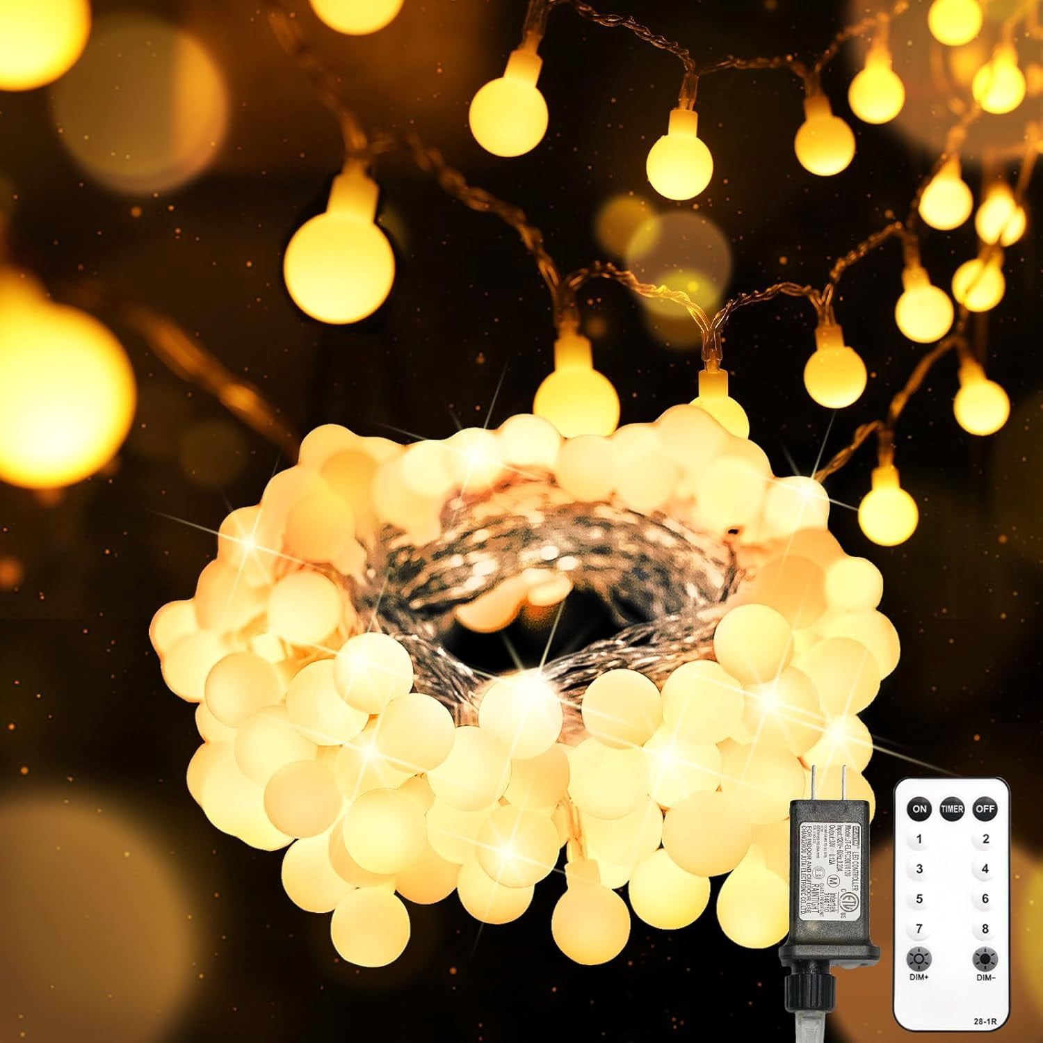 String Lights for Bedroom, 33ft 100 Led Connectable Globe String Lights ...