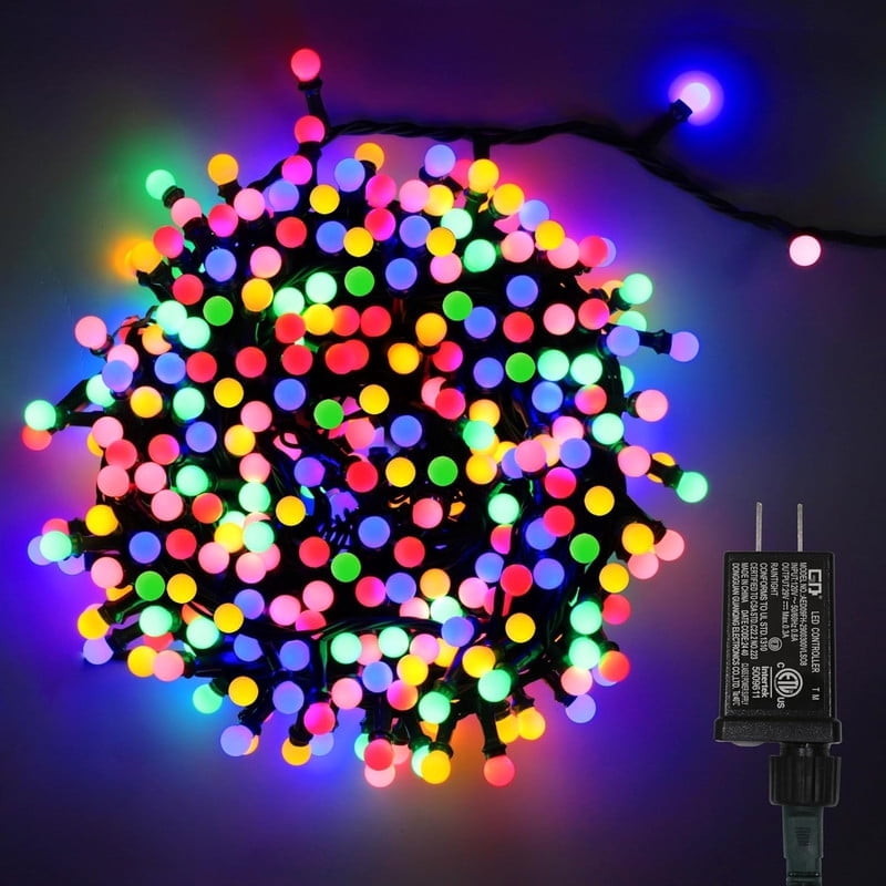 String Lights Multicolor, 49ft 306 LED 9mm Frosted Globe String Lights, 11 Modes Christmas Globe Lights, Xmas Tree Ball Lights Outdoor Mini Globe Light for Christmas Tree Home Party Patio