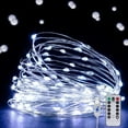 thumbnail image 1 of String Lights, USB Fairy Lights Plug in 66 ft 200 LED Twinkle String Lights Silver Wire Lights with Remote and Timer 8 Modes Outdoor Indoor Waterproof Starry Lights DIY Party Wedding, White, 1 of 8