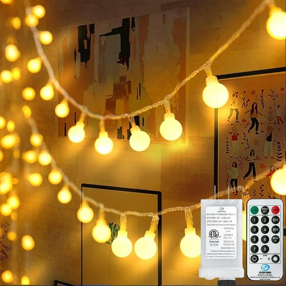 Globe String Lights Mains Powered,65ft 200 LED Fairy Lights Plug in Waterproof,8 Modes Outdoor Lights for Patio,Bedroom,Party,Festival,ChristmasDecorations(Warm White)