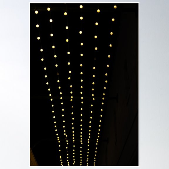 String Of Lights Hanging In An Alley Poster Wall Art, Modern Wall Decor, 8x12 UNFRAMED