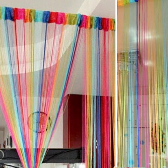 String Rainbow Curtain Fly Screen Curtain Door Window Panel Doorways Divider Window String Curtains Fringe Curtains Partition Curtain Dew Drop Curtain Living Room Bedroom