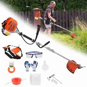 String Trimmer, 52cc Weed Wacker Gas Powered,2-in-1 Cordless Gas Lawn Mower,13.7inch,2-Stroke Brush Cutter Plastic Handle Shoulder Strap,Gas Straight Shaft String 1.2L Gas Capacity