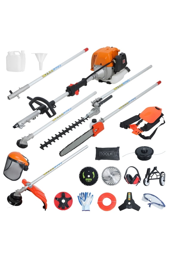 String Trimmer Chainsaw Trendix eight-in-1 Handheld Hedge Pruner Cordless 2-Stroke Gasoline Edger Lawn Mower 52cc Gas Weed Wacker Weed Eater Grass Trimmer Brush Cutter