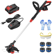 String Trimmer Cordless with Auto Feed,20V Battery Powered 13" Edger and Weed Trimmer,2 in 1 Electric Grass Trimmer,2.5Ah Battery and Fast Charger Included Black