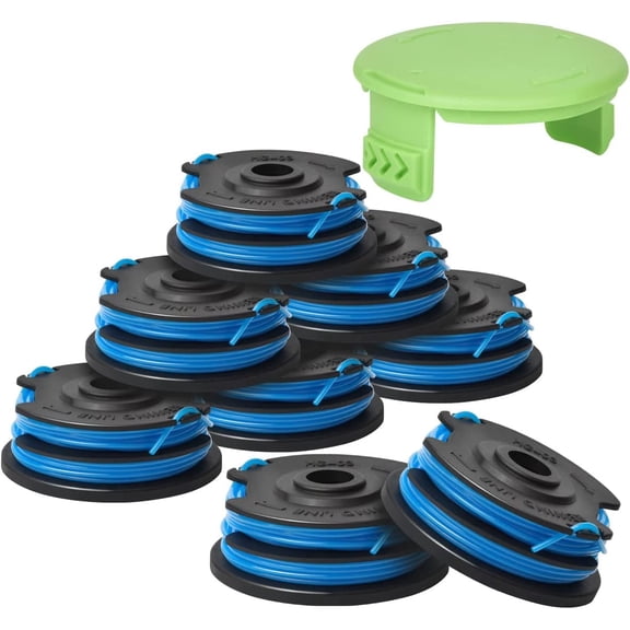 String Trimmer Dual Line Spools 0.065 in with Cap Compatible with Greenworks 21212, 21272, 27ft Auto Feed, 8 Pack