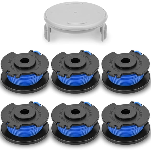 String Trimmer Line Refill Spool .065 inch, Compatible with Ryobi One+ AC14RL3A 18V 24V 40V Cordless Trimmers, 6 Spools 1 Cap