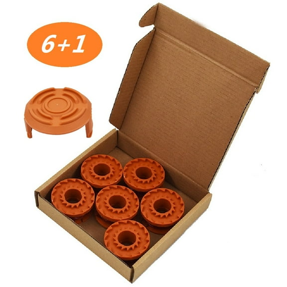 String Trimmer Line Spool with Cap WA0004 WA0010 Fit for Worx WG150 WG151 WG152 WG155 WG165 WG166 WG160 WG167 WG175, 10ft, 0.065in, (6 Spools, 1 Cap)