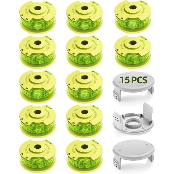Trimmer String for Ryobi One Plus+ AC80RL3,11 FT/0.080-Inch，Spool Replacement Compatible with Ryobi 18v, 24v, and 40v Cordless Trimmers (9 Pack Trimmer Line & 2 Pack Trimmer Cap)