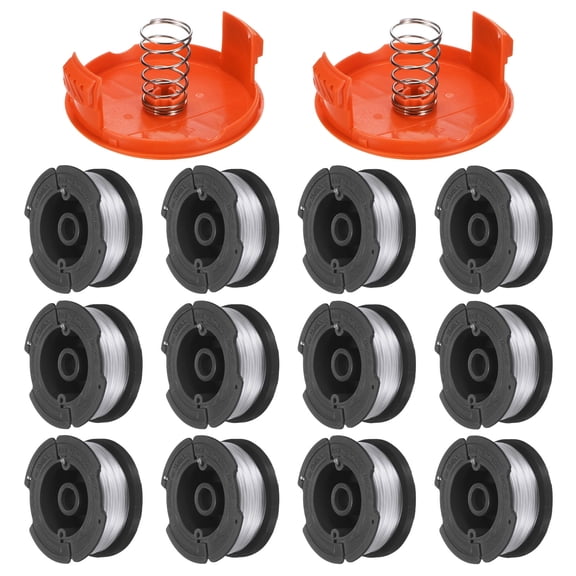 String Trimmer Replacement Spool AF-100 with Cap and Spring, 30ft x 0.065in Nylon Line, 12 Pack
