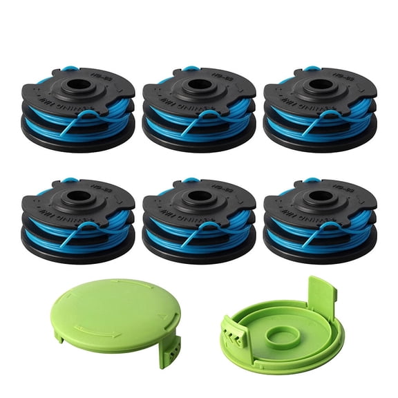 String Trimmer Replacement Spool Line 0.065 in 27ft Compatible with Greenworks 29082 29242 21212 21272, 6 Spools 2 Caps