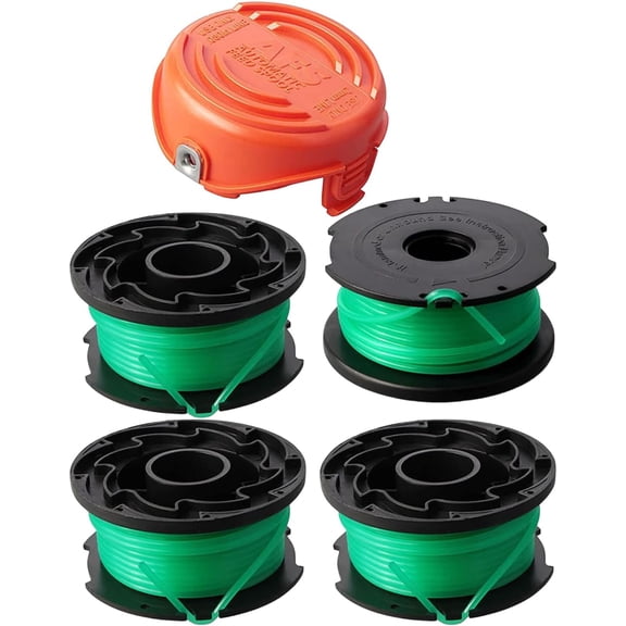 String Trimmer Spool 4 Pack 20ft 0.080in Compatible with Black and Decker SF-080 GH3000 GH3000R LST540 LST540B 90583594