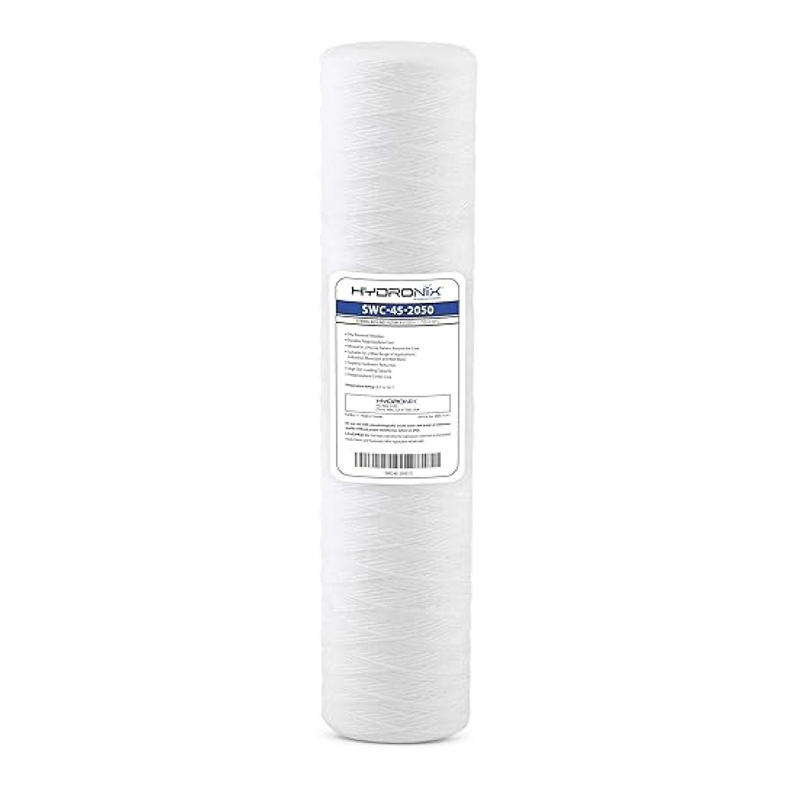 String Wound Water Filter Cartridge 50 Micron - 4.5 x 20 Inch - Whole House Water Filtration - Sediment Filter for Well Water, Homes & Industrial Use