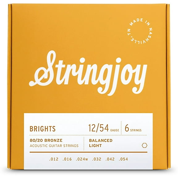 Stringjoy Brights 80/20 Bronze Acoustic Guitar Strings 12 - 54