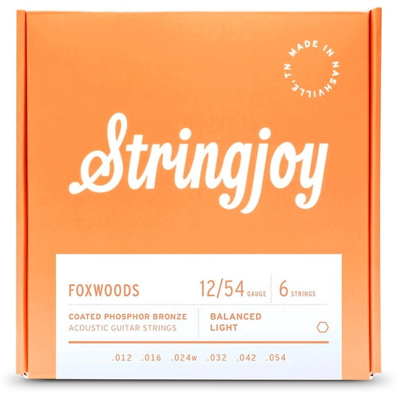 Stringjoy Foxwoods Coated Phosphor Bronze Acoustic Guitar Strings 12 - 54