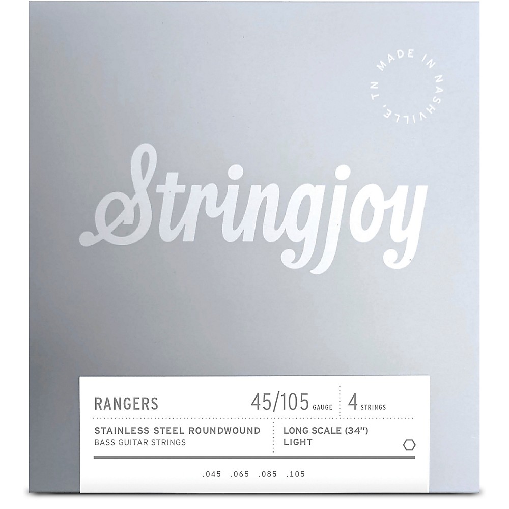 Stringjoy Rangers 4 String Long Scale Stainless Steel Bass Guitar Strings 45 - 105