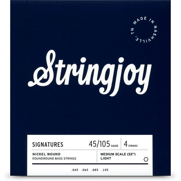 Stringjoy Signatures 4 String Medium Scale Nickel Wound Bass Guitar Strings 45 - 105