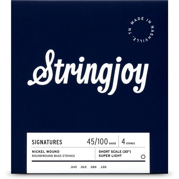 Stringjoy Signatures 4 String Short Scale Nickel Wound Bass Guitar Strings 45 - 100
