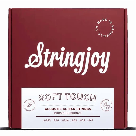 Stringjoy Soft Touch Naturals Phosphor Bronze Acoustic Guitar Strings, 10.5-47