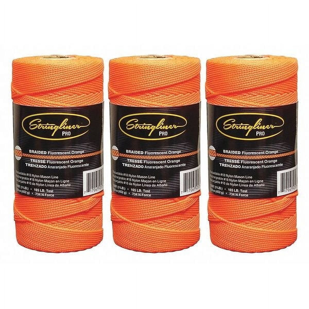 Stringliner Pro Mason’s Line Reels - 2 Pack, 1/2 Lb. Braided Fluorescent Orange 500’ String