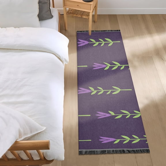 Strings Of Lavander Bedside Runner Rug 2'x 6' Non Slip Carpet Floor Mat Area Rug