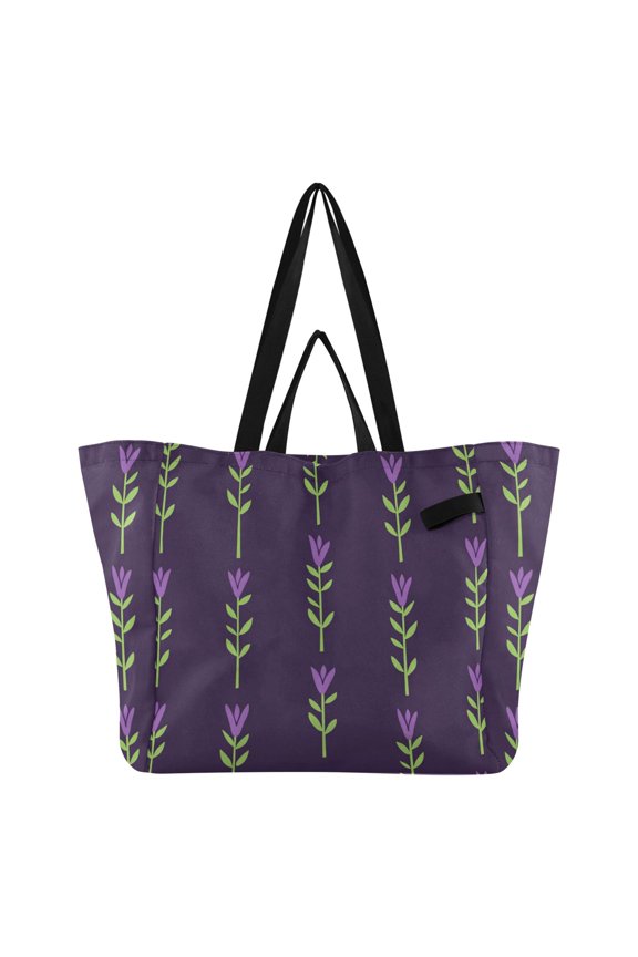 Strings Of Lavander Foldable Canvas Tote Bags Reusable Grocery Bags Laundry Bags Beach Bag 32L