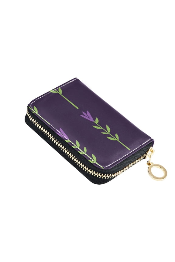 Strings Of Lavander Women's Credit Card Holder PU Leather Zipper Wallet RFID Blocking
